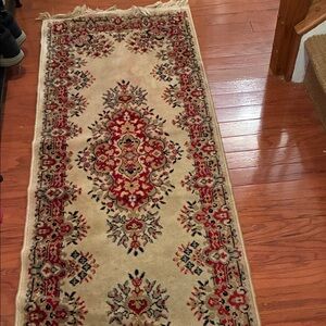 Macy's Beige and Red Floral Runner Rug